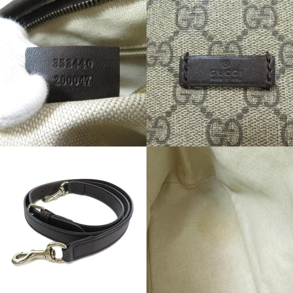 Gucci GG Supreme 2way Convertible Tote featuring brown leather - Picture 7 of 11